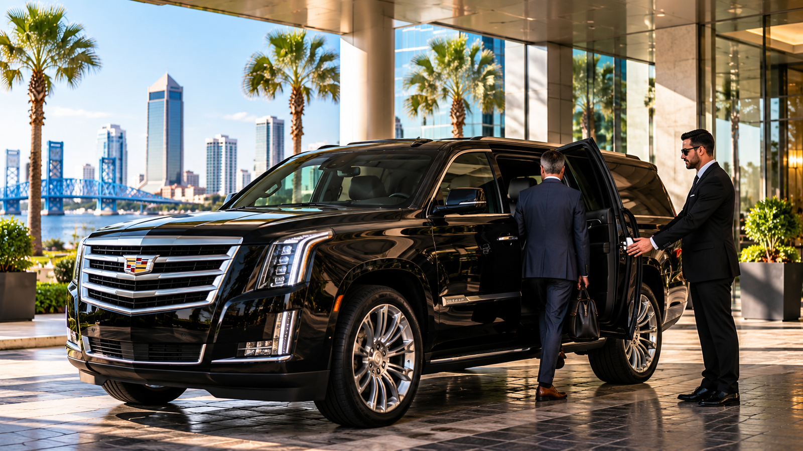 Black Cadillac Escalade for corporate transportation and executive travel in Jacksonville, Florida